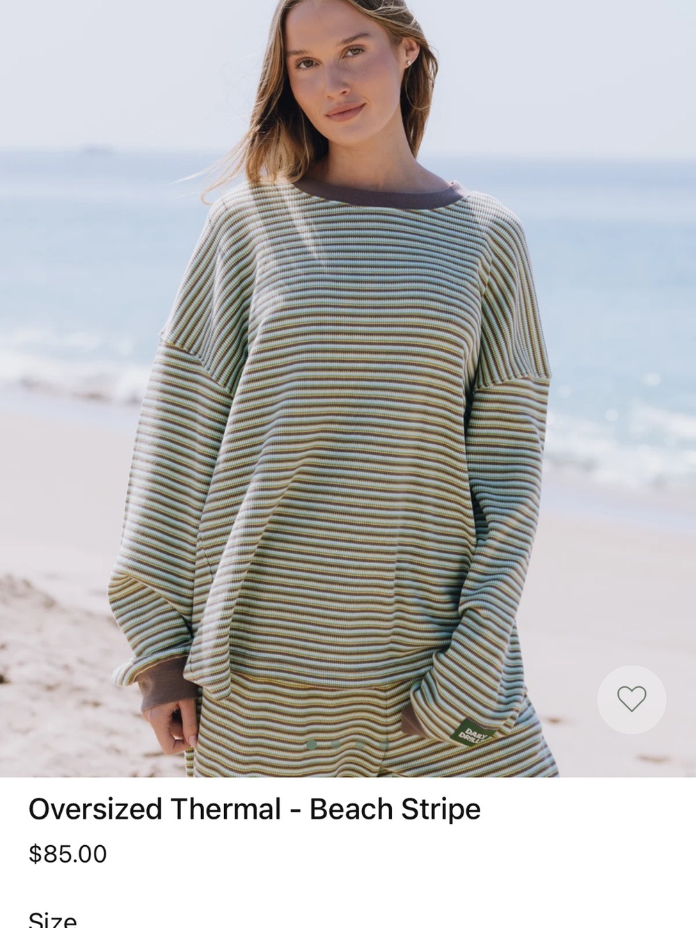 Daily Drills Striped Oversized Thermal Set - Green & Cream